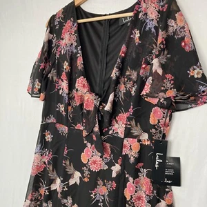 Lulus NWT Front Tie Short Sleeve Floral Print V-neck Maxi Dress Size X-Large - Picture 1 of 10