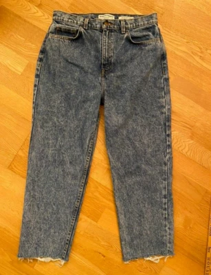 Pantalones de mezclilla American Apparel 30 x 23 tiro alto cónicos mamá ácido mármol lavado corte corto Foto 1 de 4