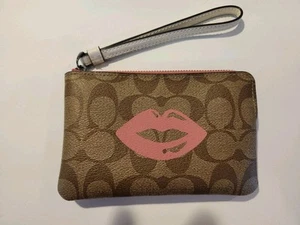 Coach Wristlet Brown Logos with Lips - NWOT - Picture 1 of 5