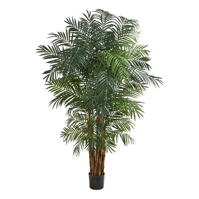 Palmera artificial casi natural de 84" Areca con hojas finas verde/negro Foto 1 de 3