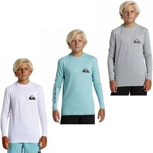 Quiksilver Kids Everyday Surf Long Sleeve UPF 50 Swimming Surfing Rash Vest Top - Picture 1 of 7