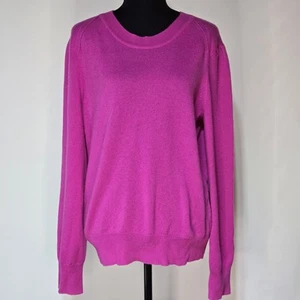 Aqua Bloomingdale’s 100% Cashmere Crewneck Sweater Fuchsia Soft XL NWT Luxury - Picture 1 of 5