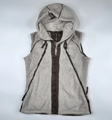 Jaqueta de caminhada feminina KUHL Sherpa com capuz colete de lã zíper completo marrom ao ar livre M - Imagem 1 de 4