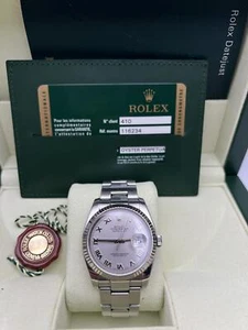 Rolex Datejust 36mm 116234 18K Fluted Silver Roman Numeral Dial Oyster B&P - Picture 1 of 10