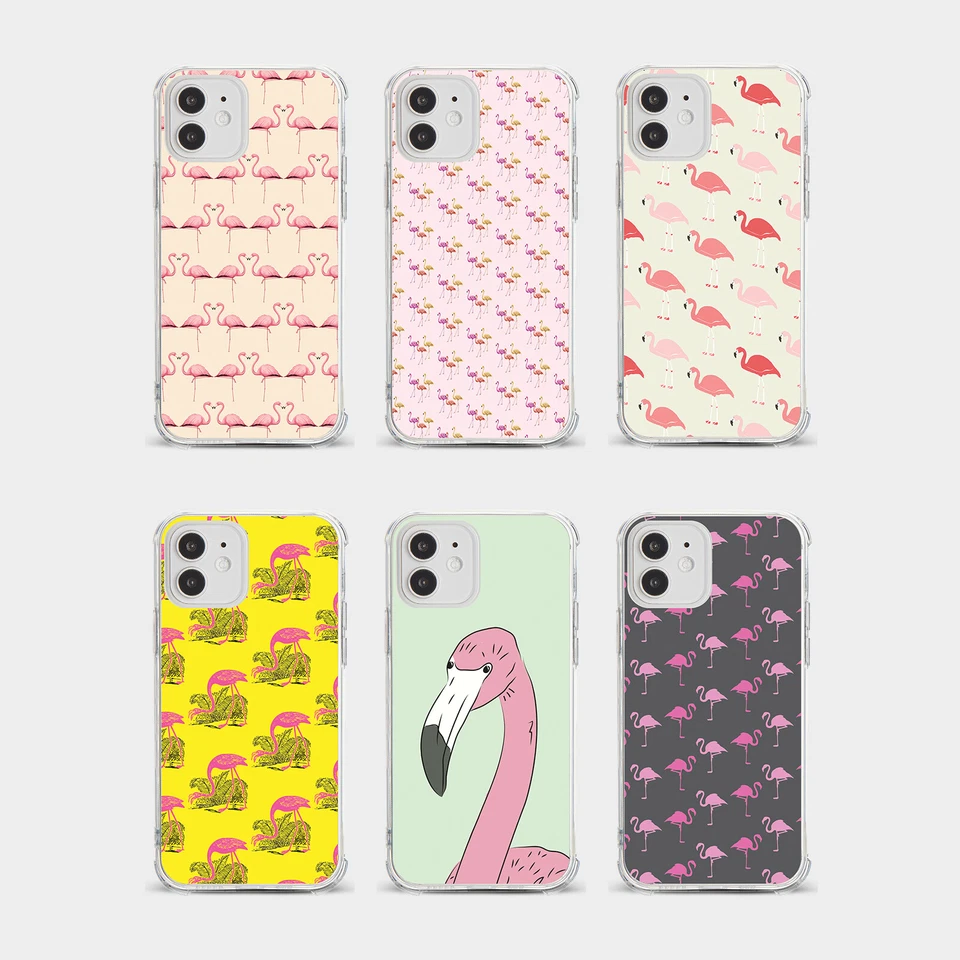 CASE FOR IPHONE 15 14 13 12 11 SE 8 SHOCKPROOF PHONE COVER FLAMINGO PINK BIRDS - Image 1 of 1