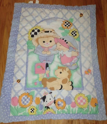Edredón de bebé Fisher Price vintage diseño animal de granja flores buzón hecho en EE. UU. Foto 1 de 4