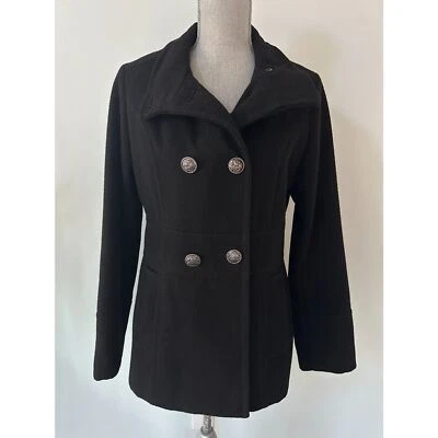 Abrigo de Invierno Clásico Largo Medio Chaquetón Negro Liz Claiborne Talla Pequeña  Foto 1 de 4