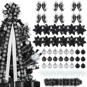 Liliful 63 Pcs Christmas Decorations Set Including Large Bow Christmas Tree T... - Picture 1 of 7
