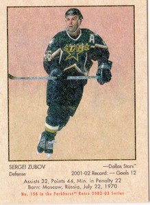 2002-03 (STARS) Parkhurst Retro Minis #158 Sergei Zubov