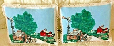 Colorful Set Of 2 Throw Pillows Cushions 11" X 13" Country Style Decor - Image 1 of 4