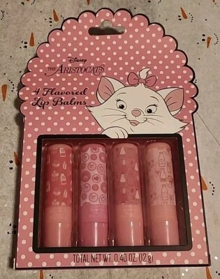 Disney THE ARISTOCATS - MARIE - Lip Balm Set - 4 Piece Flavored Lip Balms - NIB - Image 1 of 3