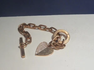 MICHAEL KORS Charm Bracelet Rose Gold tone Pave Crystal Heart - Picture 1 of 3