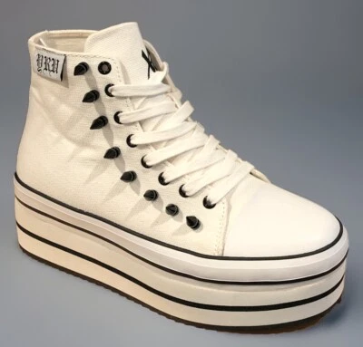 Tênis YRU tamanho 11 plataforma elevada cravado branco - Imagem 1 de 4