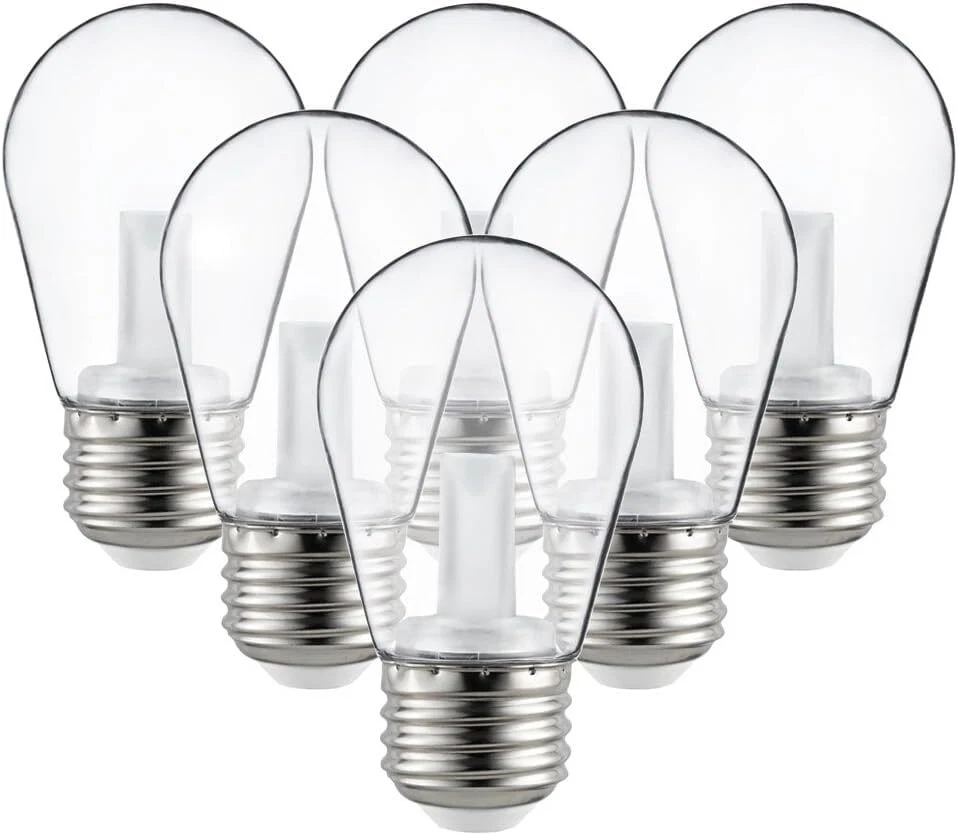 6Pack S14 Replacement LED Light Bulbs, Shatterproof, 1W (10W), 2700K, E26 - Image 1 of 1