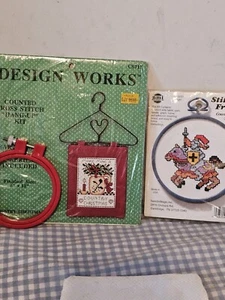 Lot Of 2 Counted Cross Stitch Kit & Ring Country Christmas & Knight Both New - Picture 1 of 6