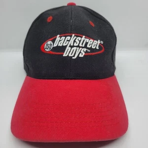 BACKSTREET BOYS Hat Cap Black & Red Adjustable 100% Cotton BSB Nick Carter AJ - Picture 1 of 7