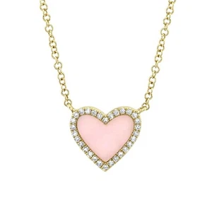 Collar Colgante Corazón Diamante Ópalo Rosa Oro Amarillo 14K 0.55 TCW Natural - Imagen 1 de 2