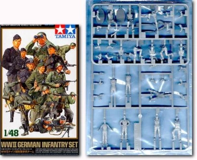 Tamiya 32512 1/48 Scale Military Figures Model Kit WWII German Infantry Army Set - Image 1 of 2