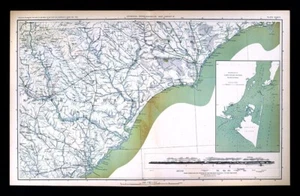 Civil War Map North South Carolina Coast Charleston Ft Sumter Cape Fear Beaufort - Picture 1 of 5