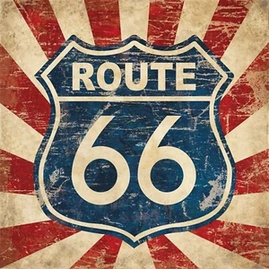 Route 66 American Flag Iron On Transfer-T-Shirt + Other Light & Dark Fabrics #5 - Picture 1 of 4