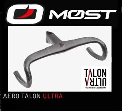 MANUBRIO TALON AERO FIBRA CARBONIO BICI CORSA 40 42 44cm PIPA ATTACCO INTEGRATO - Immagine 1 di 4