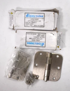 4 Deltana S35R515 Satin Nickel 3.5" Plain Bearing 5/8" Radius Mortise Hinges - Picture 1 of 5