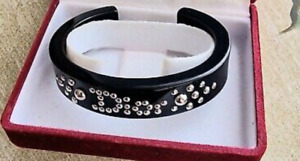 Christian Dior Authentic Black Resin Cuff Bangle Bracelet NM