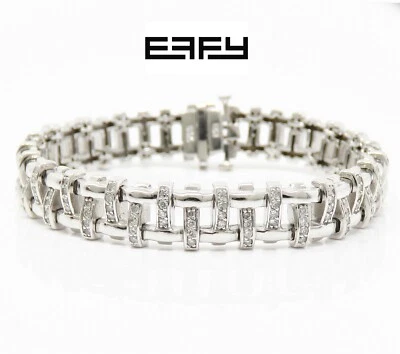 NYJEWEL BH Effy 14k White Gold Diamond 10mm Wide Bracelet 7" - Image 1 of 4