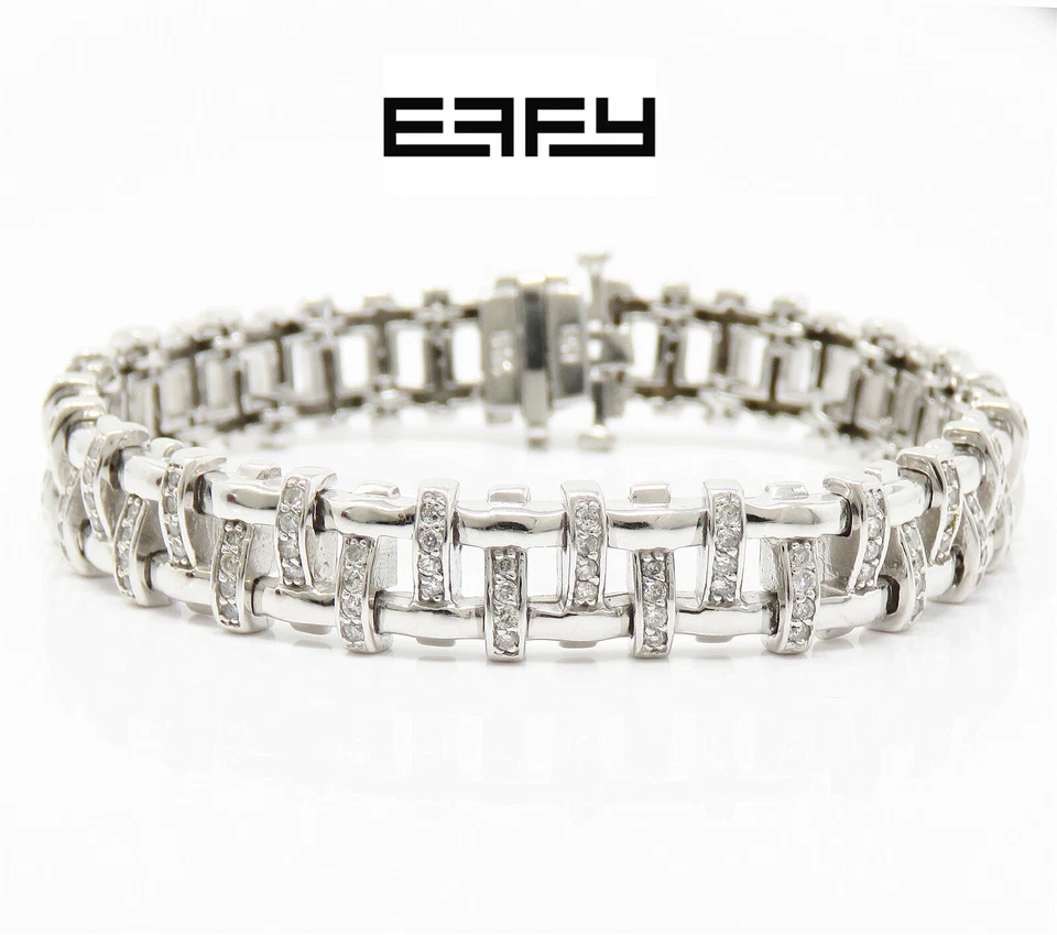 NYJEWEL BH Effy 14k White Gold Diamond 10mm Wide Bracelet 7" - Image 1 of 4