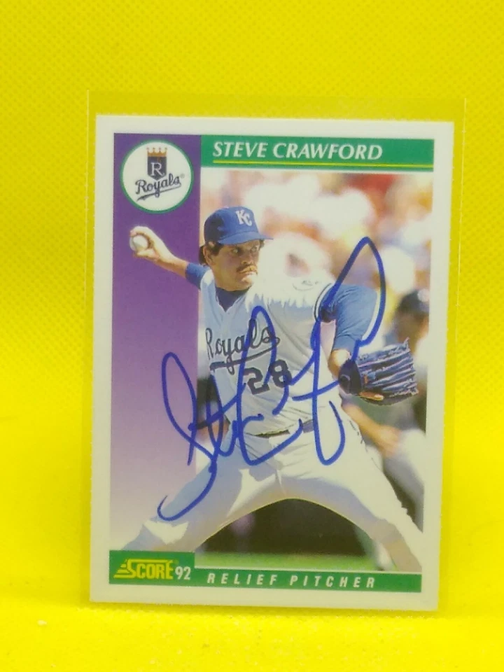 Steve Crawford 1992 Score #349 KC Royals (PERSONAL AUTOGRAPH) - Image 1 of 1