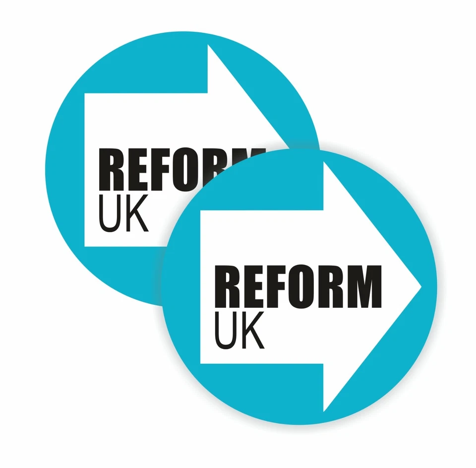 2 x Reform UK Party Car Van Sticker Brexit Farage Great Britain Voting Election