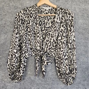 Shona Joy Top Womens Size 10 Animal Print Tie Front Cropped Elegant Ladies - Picture 1 of 11