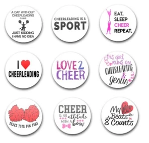25mm 1"  INCH  BUTTON BADGES x9 CHEERLEADER - Foto 1 di 1