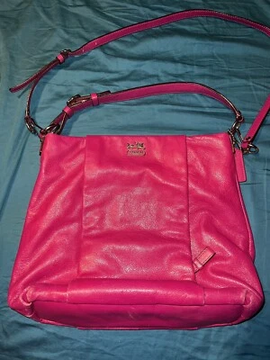 Preowned COACH Isabelle Crossbody Leather Purse Handbag fuschia Pink  21224 - Image 1 of 4