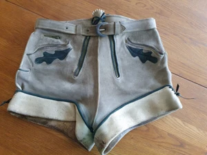 Kurze Lederhose aus grauem Hirschleder Herrengrösse 46 - Bild 1 von 2