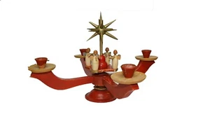 Vintage Christmas Wood Sputnik Angel Candelabra Spins - Picture 1 of 8