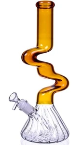 Tubo de agua de vidrio Bong Monster ZONG de 14" de espesor doble zong ámbar *EE. UU.* - Imagen 1 de 3