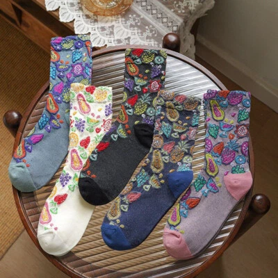 Lote de 5 pares de calcetines informales de trabajo de diseño floral de algodón para mujer y mujer 6-9 Foto 1 de 4