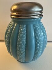 EAPG Antique Blue Sugar Cheese Shaker Muffineer Gillinder and Sons, Rib Scrolled
