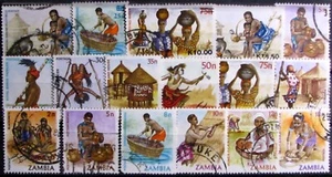 1981-89 ZAMBIA #241-504: F/VF Used "Occupations/Trades" partial set of 17 - Picture 1 of 2