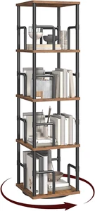 4-Tier Rotating Bookshelf, Freestanding Corner Bookshelf, 360° Spinning Bookcase - Picture 1 of 8