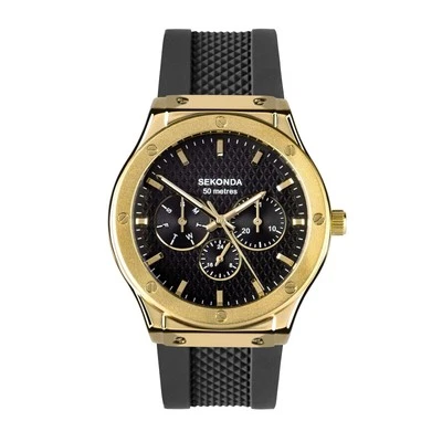 Sekonda Gents Titan 42mm Watch with Gold Case Black Strap Model 30233 - Image 1 of 4