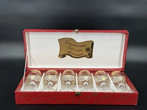 Set of 6 Italian ALFA & OMEGA Crystal Wine Glasses w/ 24K Gold Gilding NOS +Box - Picture 1 of 9