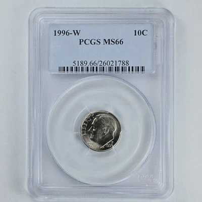 1996-W Roosevelt Dime 10c PCGS MS66 - Image 1 of 2