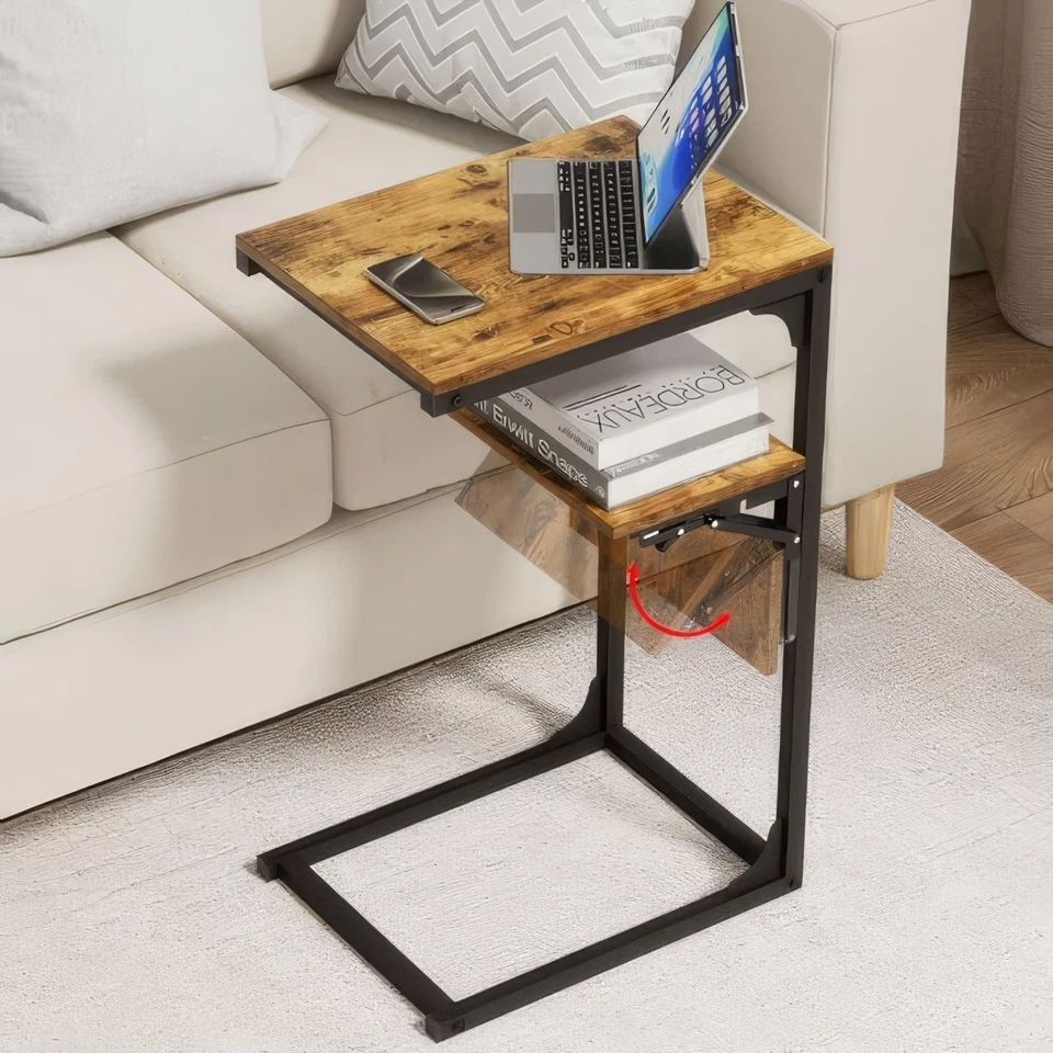 GOYLSER E Shaped Tv Trays for Eating On Couch, Wooden End Side Table for Eating - Image 1 of 1