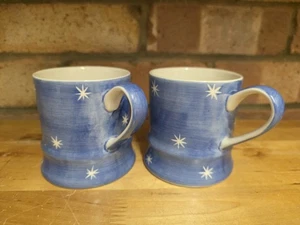 2 x Whittard Of Chelsea Tee Clipper handbemalt blau & weiß Stern Design Tassen - Bild 1 von 6