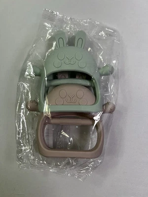 NWT-Bunny Teething Mitten For Babies 0-6M, Pack of 2, Green & Pink - Image 1 of 4