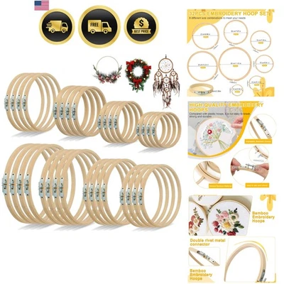 Embroidery Hoops Set 32 Pcs 4-12 Inch Wooden Cross Stitch Craft Circles - Image 1 of 4
