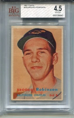 Tarjeta de novato 1957 Topps Brooks Robinson en muy buen estado 4,5 clasificación de béisbol #35 Foto 1 de 2