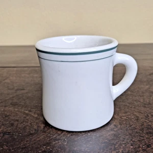 VTG Syracuse China USA Diner Coffee Mug Heavy Restaurant Ware Green Stripe Cup - Picture 1 of 8